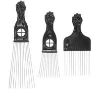 JOINPAYA Peigne à Cheveux Afro en Métal 3 Pièces - Ensemble Portable pour Coiffure Bou Démêlage et Styling Hommes et Adultes - Outil Professionnel pour Salon et Usage Domestique
