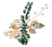 JOINPAYA Peigne à Cheveux de Mariée Bleu Strass D'œil de Verre, Feuille Argentée et Strass Verts, Accessoire Latéral Élégant pour Mariage, 1 Pièce, Accessoires Cheveux Femme, Coiffe