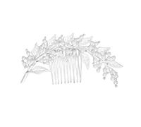JOINPAYA Peigne à Cheveux Mariage en Alliage Perles et Strass, Décoratif et Fait Main, Forme Feuille Délicate pour Mariée Lors de Soirées ou Bals