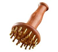 JOINPAYA Peigne de Massage en Bois de Santal et Laiton pour Méridiens, Brosse de Pression Multifonctionnelle pour Dos, Ventre, Jambes et Bras, Masseur Manuel Compact pour Détente