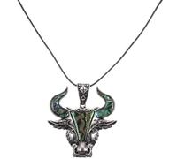 JOINPAYA Pendentif Tête de Taureau Rétro en Métal Incrusté D'ormeau, Bijou Charme Punk DIY pour Homme, Accessoire Vestimentaire Vintage, Surface Lisse et Résistante, Présent Bricolage