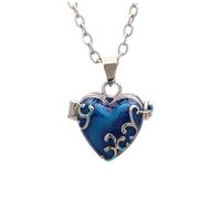 JOINPAYA Pendentif Urne Funéraire pour Animaux en Laiton Vintage, Pendentif Cœur Bleu Ouvrable, Petite Urne Décorative pour Cendres de Chat, Accessoire Commémoratif Pratique et Léger