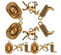 JOINPAYA Pendentifs Western Dorés 30 Pièces - Breloques Bottes de Cowboy, Chapeaux et Chevaux pour Fabrication de Bijoux, Porte-clés et Décorations Thème Cowboy pour Loisirs Créatifs
