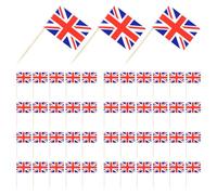 JOINPAYA Pics à Drapeaux Décoratifs pour Gâteaux et Desserts, 200 Pièces en Bois et Papier, Drapeaux Royaume-uni, Décorations Fête pour Buffet, Mariage, Pique-niques et Réception