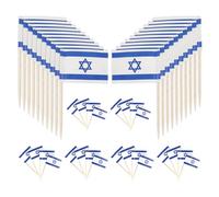 JOINPAYA Pics à Gâteaux de Drapeau Israélien Décorations de Gâteau en Bois et Papier 200 Pièces pour Décoration de Fête Inserts à Gâteaux et Desserts