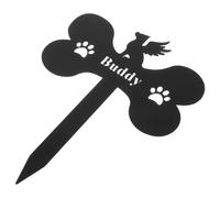 JOINPAYA Pieu pour Tombe Chien en Métal, Forme Os, Noir, Piquet de Jardin Décoratif pour Pot de Fleurs et Funérailles pour Animaux de Compagnie