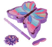 JOINPAYA Piñata Violette avec Bâtonnet et Bandeau pour Yeux, Décoration Anniversaire Fille, à Casser avec 50g de Confettis, Fête Thème, Jeu Interactif Sécurisé