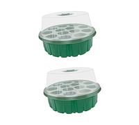 JOINPAYA Plateau De Germination De Plantes 13 Trous pour Jardinage Intérieur Et Extérieur, Lot De 2 Pièces Vert, Boîte à Semis Ronde Couvercle Transparent, Matériau Solide sans Bords, Démarrage Semis