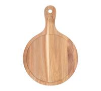 JOINPAYA Plateau de Service Alimentaire Rond en Bois D’Acacia avec Poignée, Petit Format Multifonction, Sushi, Steak et Pizza, Planche à Découper Légère et Résistante, Usage la Cuisine