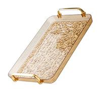 JOINPAYA Plateau de Service Rectangulaire en Plastique Transparent, Taille Moyenne, pour Fruits et Thé, Plateau Multifonction pour Maison Cuisine, Plat de Service Léger et Facile