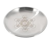 JOINPAYA Plateau Décoratif Rond en Acier Inoxydable Pentacle Cinq Branches, Assiette à Bougie Rituelle en Métal Doré, Plateau D'autel pour Rangement et Décoration Intérieure, Usage Rituel
