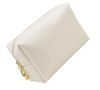 JOINPAYA Pochette à Maquillage Carrée Petite Taille en PU, Motif Croisé, Couleur Coquillage Doré, Grosse Capacité, Paquet à Cosmétiques Portable pour Femme, pour Voyage et Rangement