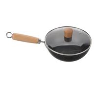 JOINPAYA Poêle en Fer Forgé 20 Cm Couvercle, Wok Japonerie Petit Format pour Cuisson Maison sur Cuisinière à Gaz, Poêle Cuisine Polyvalente pour Grillades et Légumes