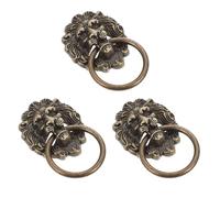 JOINPAYA Poignées extérieures de meubles style antique tête de lion marron 3 pièces en alliage de zinc anticorrosion pour tiroirs de chambre et bureau