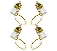 JOINPAYA Porte-clés Pendentif en Verre Transparent 4 Pcs Flacons de Parfum Vides 23x11 Mm Bouchon Acrylique Doré Petit Flacon Décoratif pour Huiles Essentielles et Message Présent