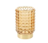 JOINPAYA Porte-pinceaux Maquillage en Verre avec Perles Décoratives, Grand Modèle Jaune, Tube de Rangement pour Accessoires Cosmétiques, Salle de Bain, Bureau ou Résidence Étudiante