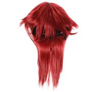 JOINPAYA Postiche Mulet Cosplay Longue en Cheveux Synthétiques Rouge Vin, Postiche Anime pour Homme et Femme, Style Manga Volumineux pour Déguisement Halloween et Fêtes