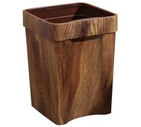 JOINPAYA Poubelle Domestique 13 L en Plastique Aspect Bois, Style Moderne | Texture Imitation Bois, Coloris Café, Grosse Capacité 13 L, Finition Stable pour Intérieur et Usage Quotidien