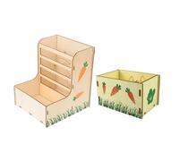 JOINPAYA Râtelier à Lapins Fixe Gamelle pour Granulés et Paille, Mangeoire pour Lapin Nain et Cochon d'Inde en Cage Intérieure