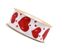 JOINPAYA Ruban Décoratif en Polyester Motif Cœur Rouge, Rouleau Unique, Doux Toucher, pour Projets Floraux et Invitations de Mariage