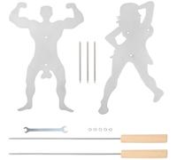 JOINPAYA Set de Brochettes Barbecue Acier Inoxydable Rotation Complète pour Cuisson Uniforme Design Plat Antidérapant Accessoires Pratiques pour Grillades Famille et Plein Air