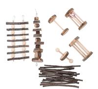JOINPAYA Set de Set de Jouets à Mâcher en Bois Accessoires Sûrs pour Animaux Lot de 7 pour Hamster et Lapin Quand Petits Animaux