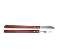 JOINPAYA Set Outils Barbecue INOX Manche Couteau et Fourchette pour Découpe Viande Extérieur Pique Brochette et Grillades