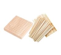 JOINPAYA Socle en Bois Carré pour Figurines en Argile - Support de Sculpture Artisanal Planche à Trous Carrés 1 Bâton en Bambou - Étagère de Séchage pour Poupées et Accessoires de Modelage