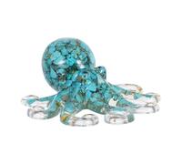 JOINPAYA Statue de Pieuvre en Résine Transparente Éclats de Turquoise et Feuille D’Or Figurine Décorative Marine Réaliste 1 Pièce Ornement D’Aquarium et Décoration de Bureau Originale