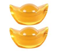 JOINPAYA Statue Feng Shui Yuan Bao en Citrine 8 Cm, Lot de 2 Ornements Dorés de Bureau pour Décoration Chinoise et Favoriser la Richesse, Présent de Fête et Mobilier Feng Shui