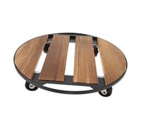 JOINPAYA Support Pot Fleurs Rond Bois avec roulettes Pivotantes Plateau Mobile pour Plantes Intérieur et Extérieur Base Renforcée pour Pots Lourds