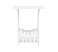 JOINPAYA Table de Chevet Blanche en Panneaux Composites PVC-Bois, Petite Table D'appoint Ronde Mini, Supporte Objets Lourds, Étagère Creuse, Chambre et Salon, Meuble Simple et Fonctionnel,