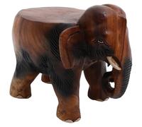 JOINPAYA Tabouret en Bois Massif Éléphant Sculpté, Repose-Pieds Confortable pour Usage Domestique ou Bureau, Marche-Pied Décoratif Marron Synthétique