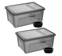 JOINPAYA Terrarium pour Reptiles Grand Format Transparent Bac à Eau Intégré, Boîte d'Élevage en Plastique Translucide pour Lézards, Grenouilles, Araignées et Habitat d'Observation