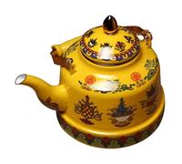 JOINPAYA Théière Émaillée Domestique Jaune 1,7 L Petite Capacité, Bouilloire Cuisine Traditionnelle pour Thé au Beurre, Bouilloire à Eau Bouillante, Pot D'eau Décoratif, Usage Maison