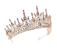 JOINPAYA Tiare de Mariée Baroque en Cristaux Rose Gold, Couronne Décorative Grosse Taille pour Mariage et Fêtes, Accessoire Cheveux Élégant pour Cérémonie et Bal, Décoration Capillaire