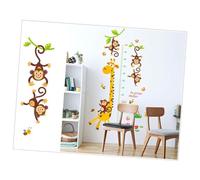 JOINPAYA Toise Murale Autocollante pour Garçon Fille avec Girafe Singe Sticker Mural Illustré de Mesure de Décoration Chambre Garçon Fille