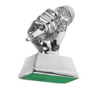 JOINPAYA Trophée Microphone Décoratif en Résine Argenté, Récompense Concours Musical, Trophée d'honneur, Prix pour Compétition Scolaire Et Événements De Chant
