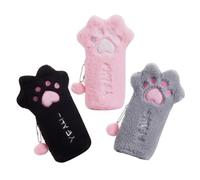 JOINPAYA Trousse à Crayons Peluche Chat 3pcs Grosse Capacité pour Organiser Fournitures Scolaires, Design Simple et Forme Patte de Chat pour Étudiants