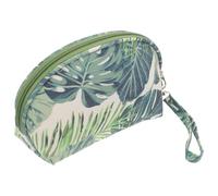 JOINPAYA Trousse de Maquillage Grosse Capacité en Toile Motif Feuille de Monstera Verte, Pochette Cosmétique de Voyage pour Femmes, Trousse de Toilette Portable et Légère, Fermeture