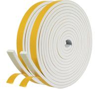 Joint Adhsif pour Porte entre Fentre, Joint Isolant en Mousse Caoutchouc 2 Rouleaux 12mm x 6mm x 4m Total 8m, Blanc
