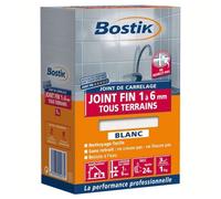 Bostik Joint Fin Tous Terrains - 1 à 6 mm - Joint en Poudre pour Carrelage - Sol et Mur - Intérieur et Extérieur - Hydrofugé - Blanc - Boîte de 1 kg
