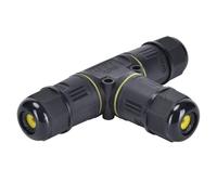 Joint de câble en T pour extérieur IP68 tripolaire 3 pôles à connexion rapide pour câble jusqu'à 2,5 mm², diamètre jusqu'à 12 mm, 220 V 230 V 16 A, pour environnements humides, pluie, jardin, arrosage
