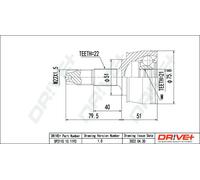 Joint de cardan DP2110.10.1193 Drve+ pour FIAT LANCIA OPEL ALFA ROMEO ABARTH