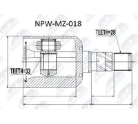 NTY NPW-MZ-018 Kit de tête de cardan