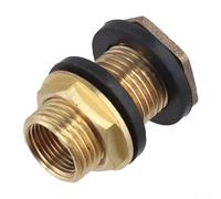 Joint de cloison en laiton anti-fuite pour réservoir d'eau et aquarium avec double joint en silicone (G1/2)