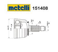 Joint De Demi-Axe Côté Roue Rover 400 - 45 Metelli Pour GCV1122