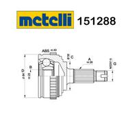 Joint De Demi-Axe Côté Roue Rover 45 - 400 Metelli Pour GCV1119