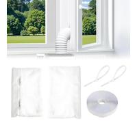 Joint de fenêtre pour climatisation - 300 cm/400 cm - Pour 1 ou 2 tuyaux d'évacuation d'air - Hot Air Stop pour fixation de fenêtre - Double fermeture éclair pour fenêtre de toit - Fenêtre à battants