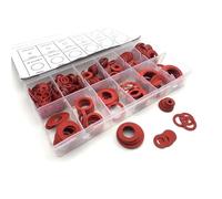 Joint de moteur de moto Kit de 600 rondelles plates en fibre papier et acier rouge, comprenant isolantes, joints, écrous boulons, assortiment toriques